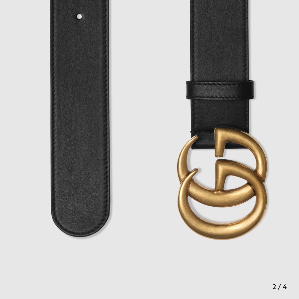 Gucci Black Belt with Gold Buckle - Picture 3 of 10